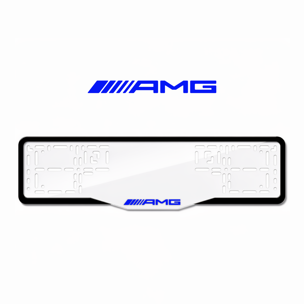 Cadres de plaque d'immatriculation AMG - Bleu - GLASS