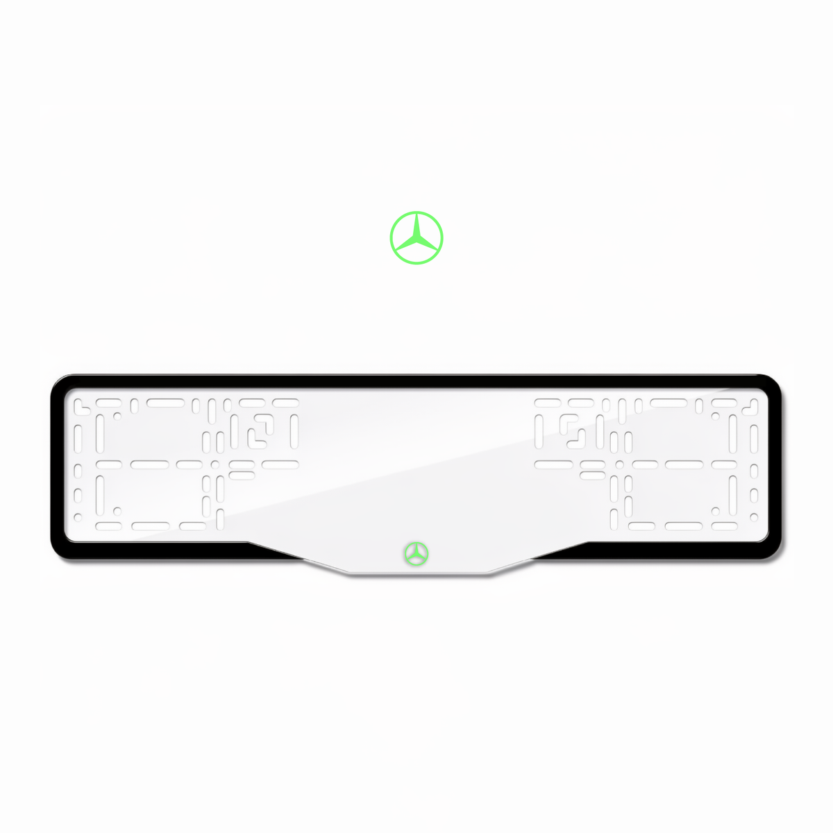 Cadres de plaque d'immatriculation Logo Mercedes - Vert néon - GLASS