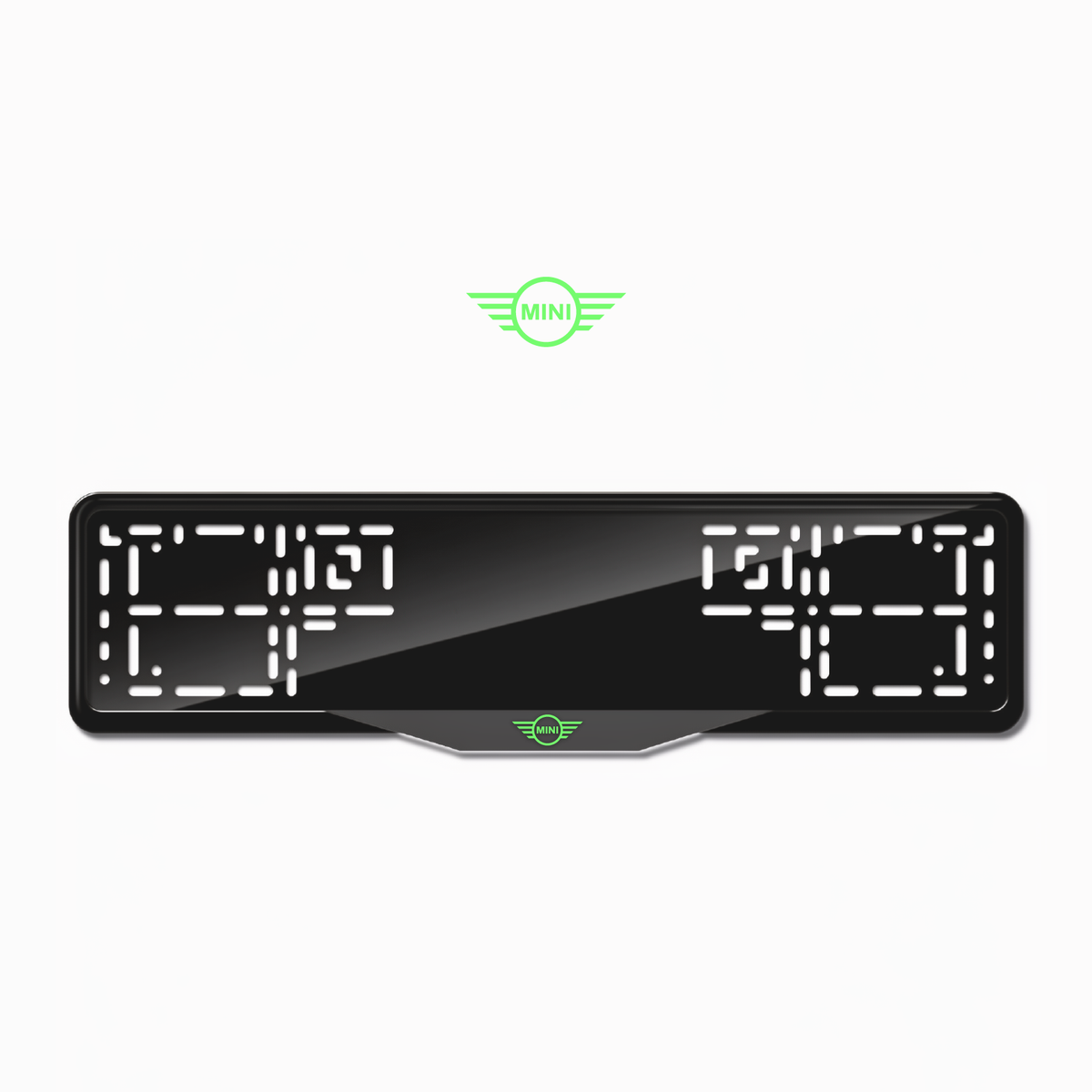 Cadres de plaque d'immatriculation Mini Logo - Vert néon - SATIN