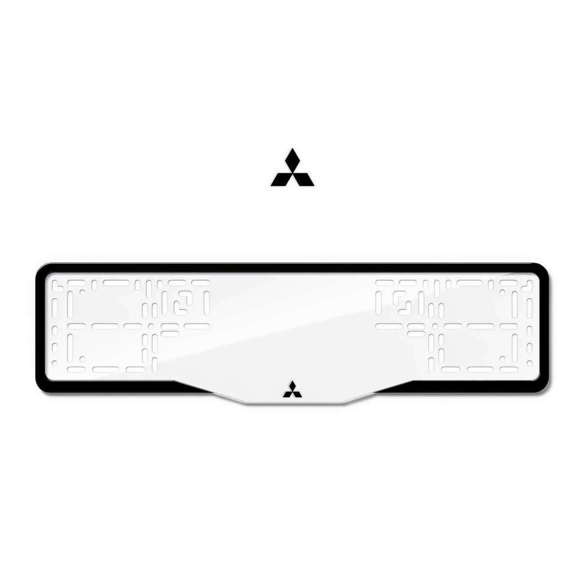 Cadres de plaque d'immatriculation Mitsubishi Logo - Noir - GLASS