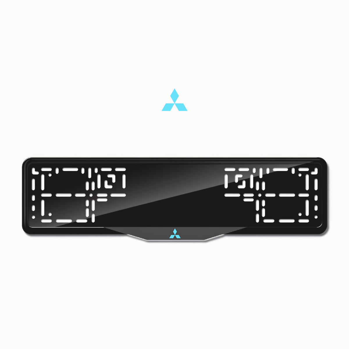 Cadres de plaque d'immatriculation Mitsubishi Logo - Bleu Tiffany - SATIN