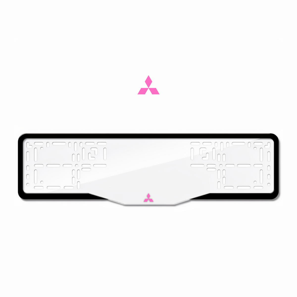 Cadres de plaque d'immatriculation Mitsubishi Logo - Rose - GLASS