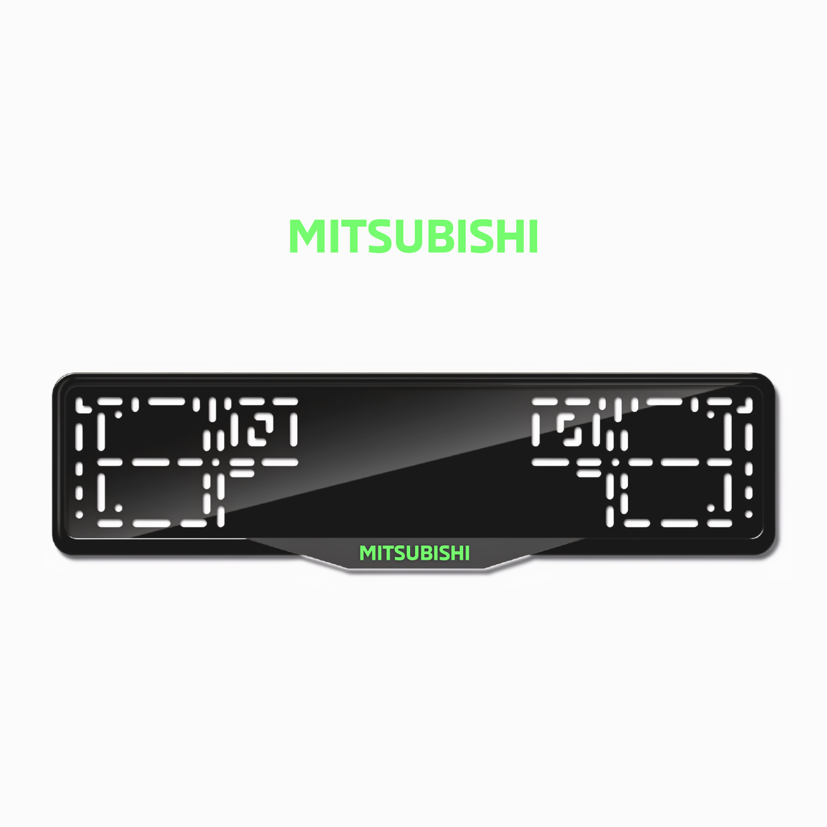 Cadres de plaque d'immatriculation Mitsubishi - Vert néon - SATIN