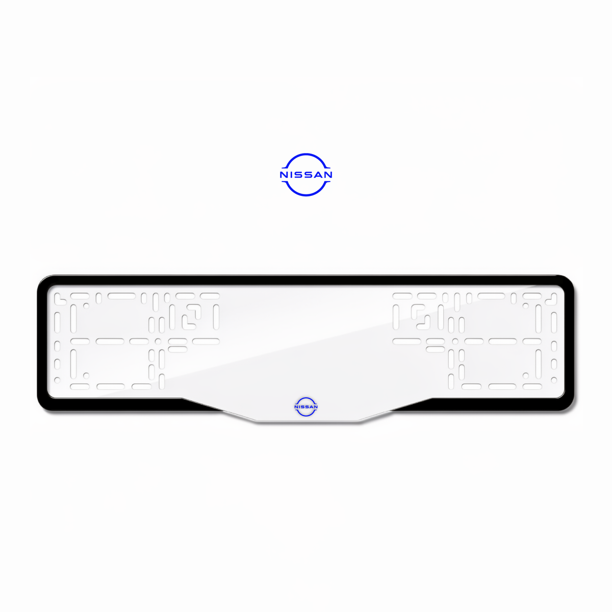 Cadres de plaque d'immatriculation Nissan Logo - Bleu - GLASS