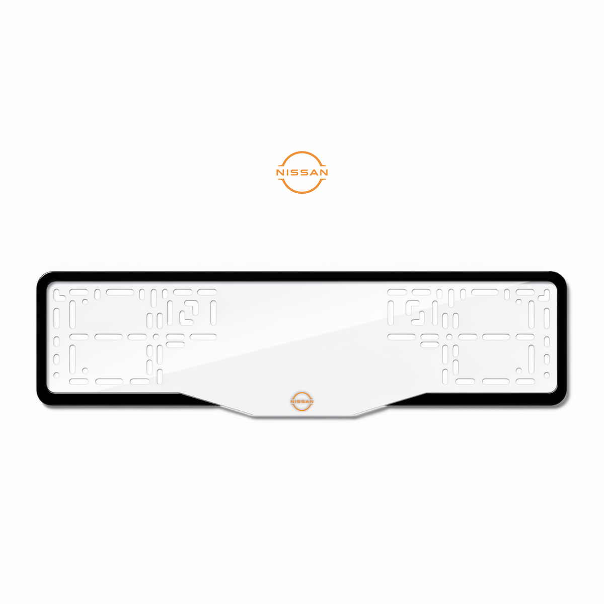 Cadres de plaque d'immatriculation Nissan Logo - Orange Hermès - GLASS