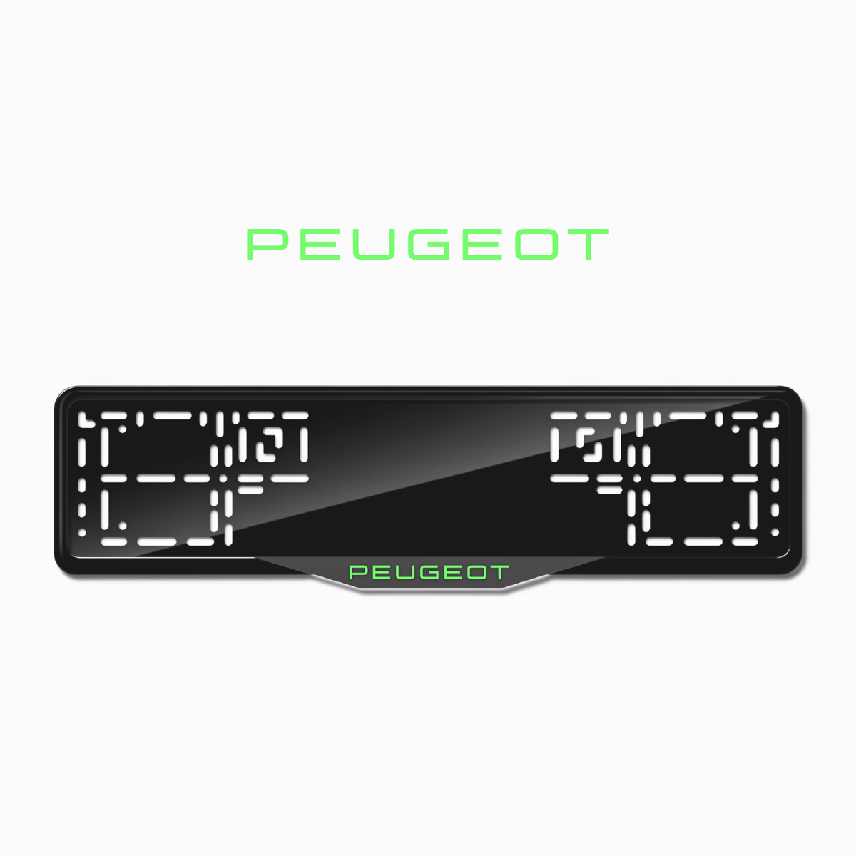 Cadres de plaque d'immatriculation Peugeot - Vert néon - SATIN