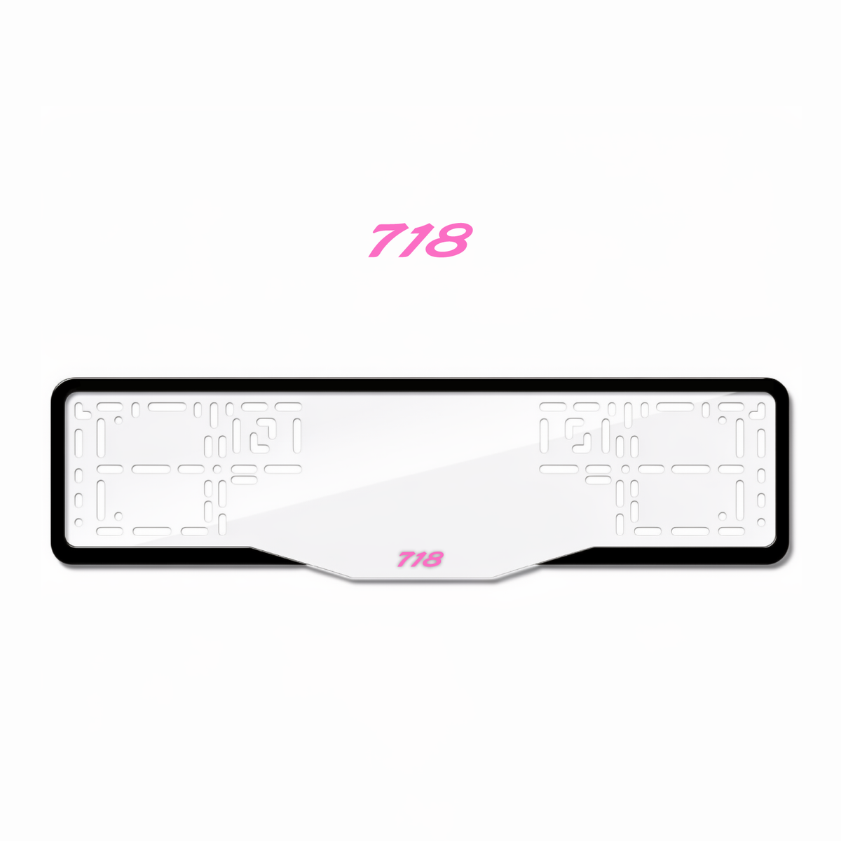 Cadres de plaque d'immatriculation 718 - Rose - GLASS