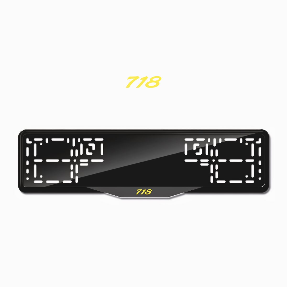 Cadres de plaque d'immatriculation 718 - Jaune - SATIN