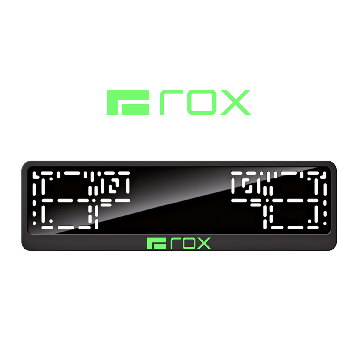 Cadres de plaque d'immatriculation ROX Logo - Vert néon - CLASSIC