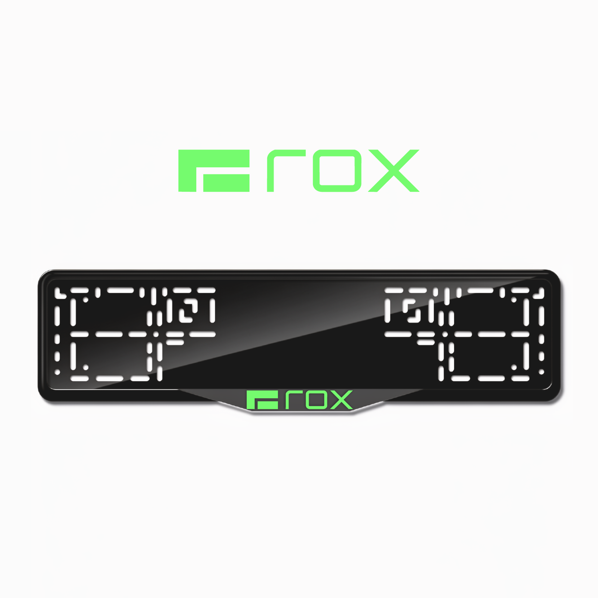 Cadres de plaque d'immatriculation ROX Logo - Vert néon - SATIN