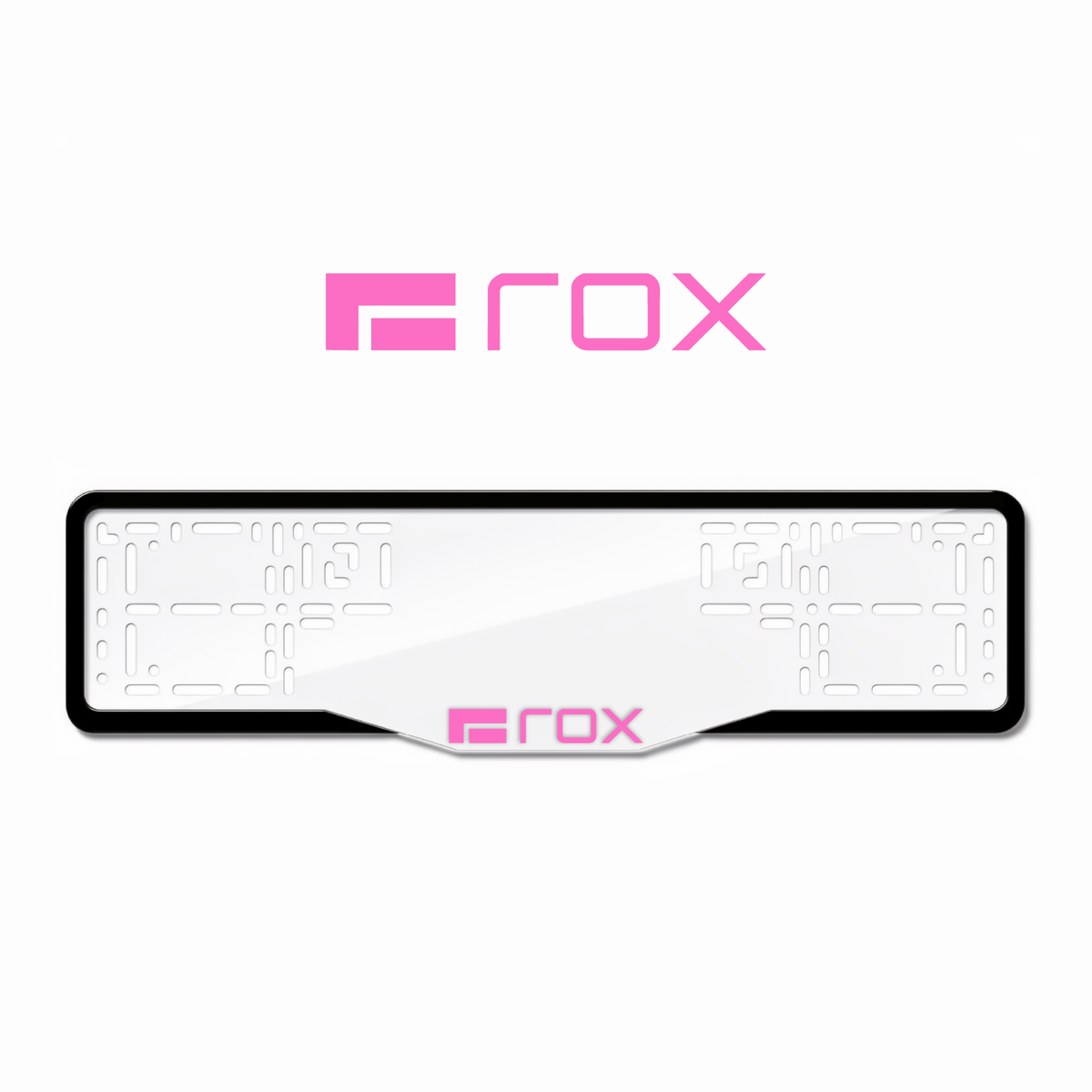 Cadres de plaque d'immatriculation ROX Logo - Rose - GLASS