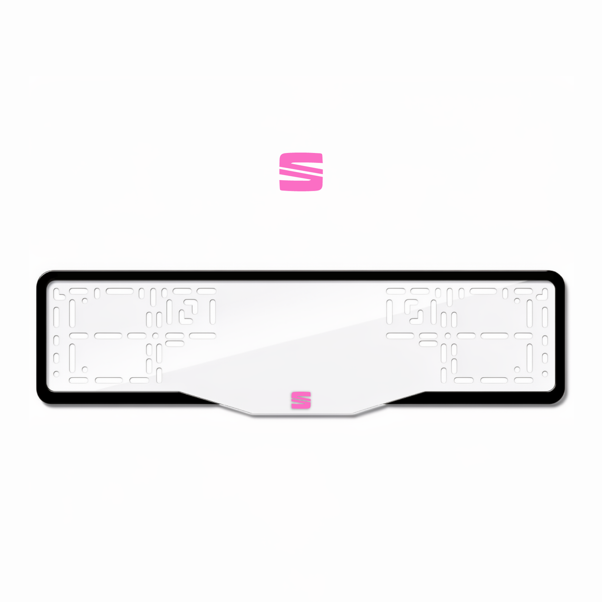 Cadres de plaque d'immatriculation SEAT Logo - Rose - GLASS