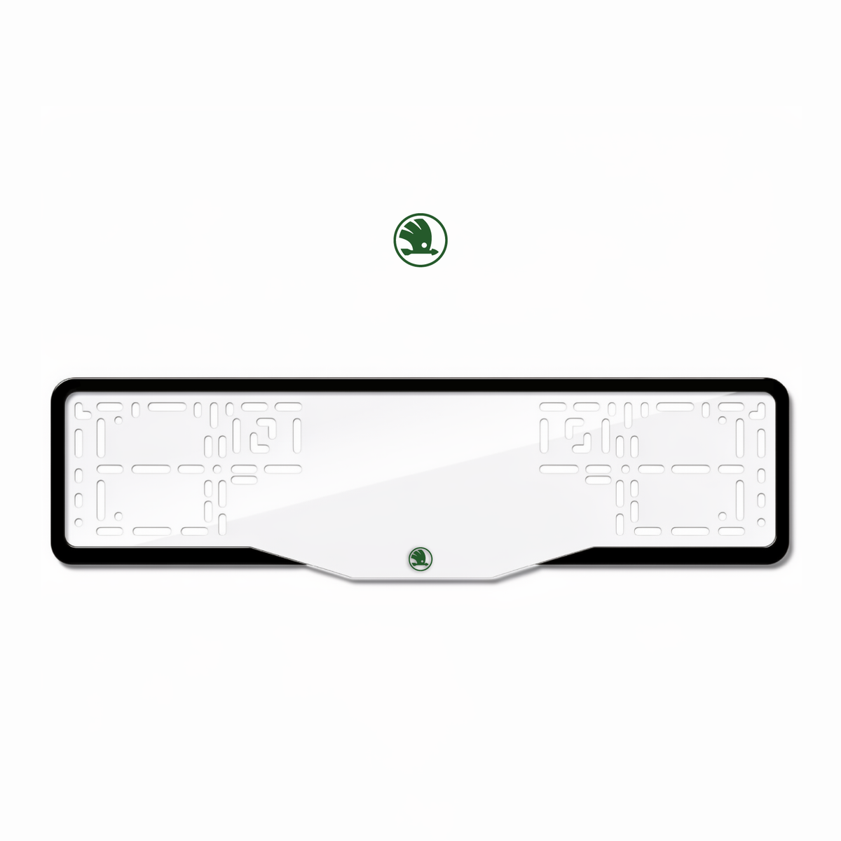 Cadres de plaque d'immatriculation Škoda Logo - Vert - GLASS