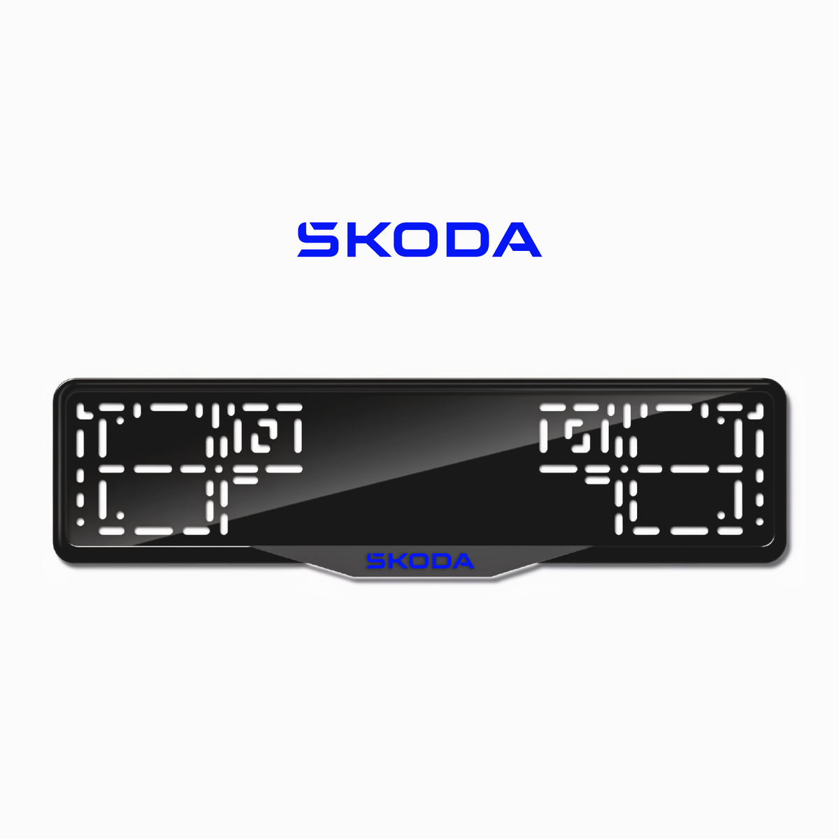 Cadres de plaque d'immatriculation Škoda - Bleu - SATIN