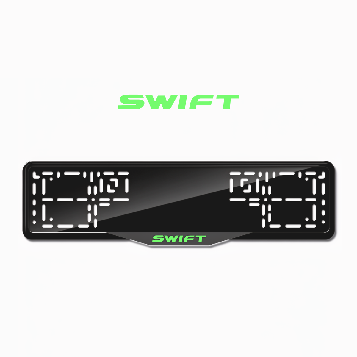 Cadres de plaque d'immatriculation Swift - Vert néon - SATIN