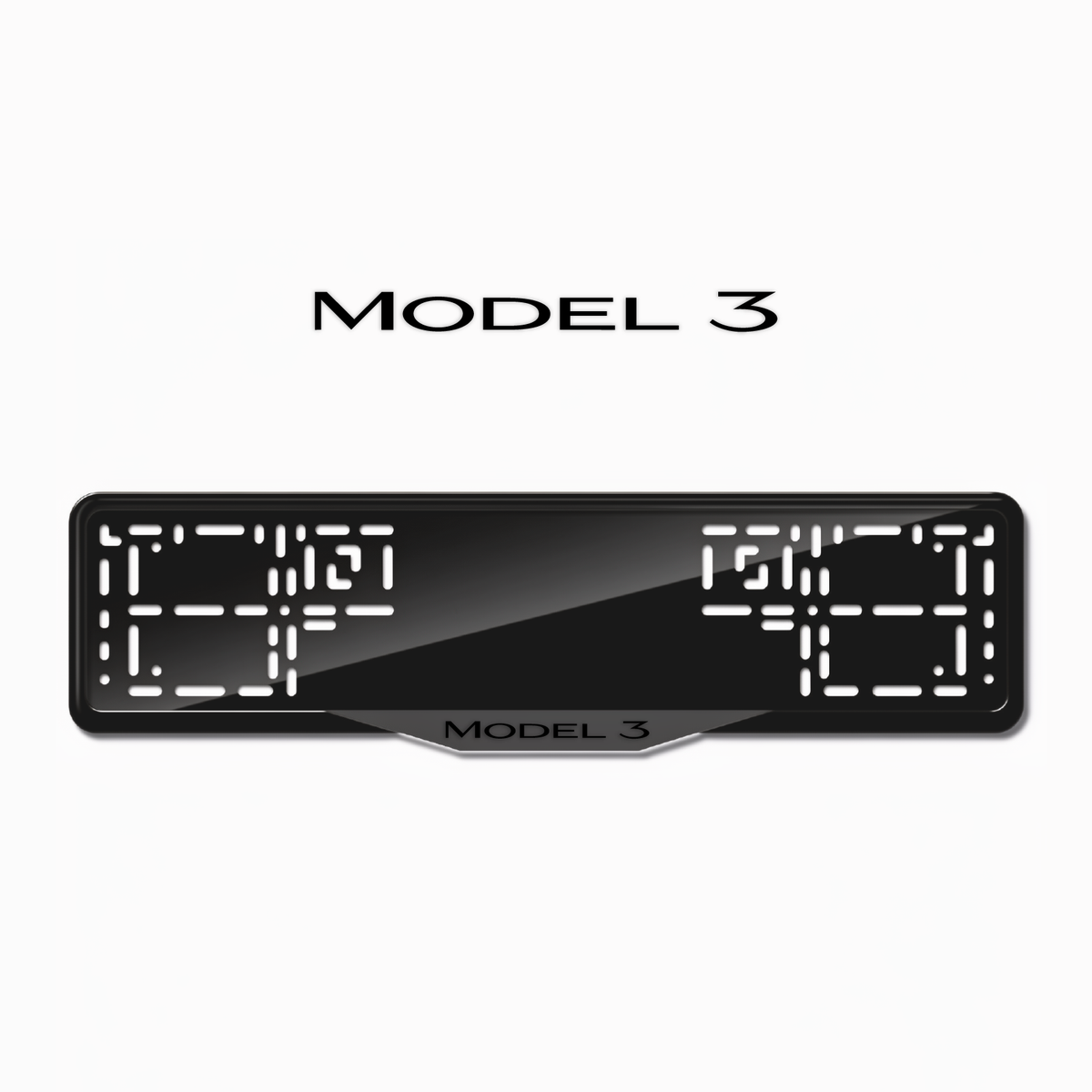 Cadres de plaque d'immatriculation Model 3 - Noir - SATIN