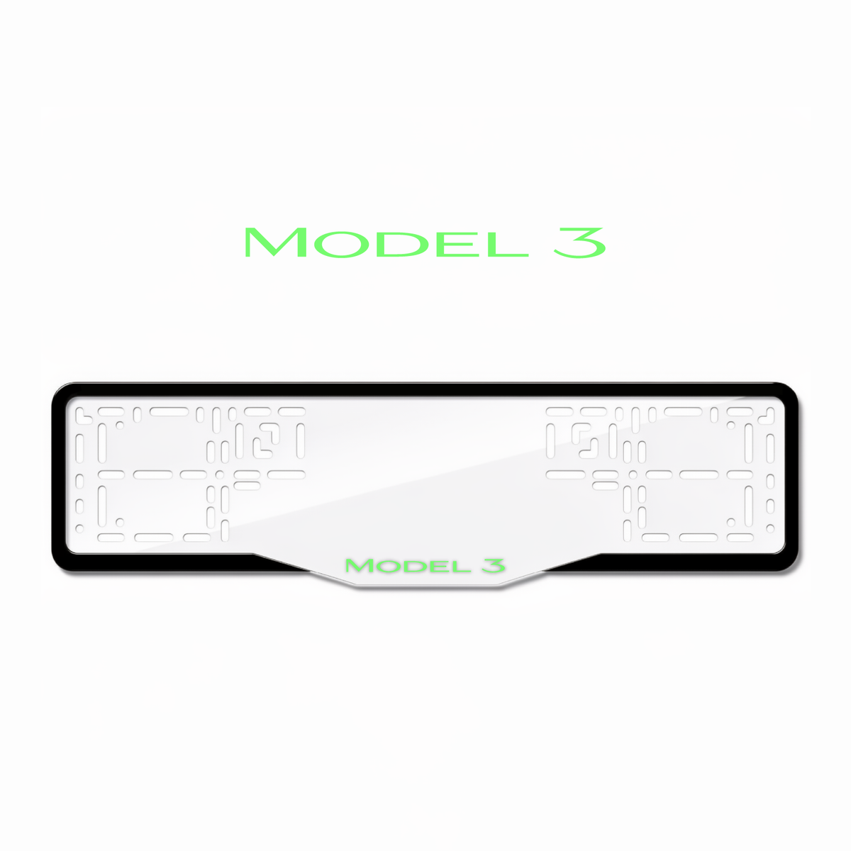 Cadres de plaque d'immatriculation Model 3 - Vert néon - GLASS