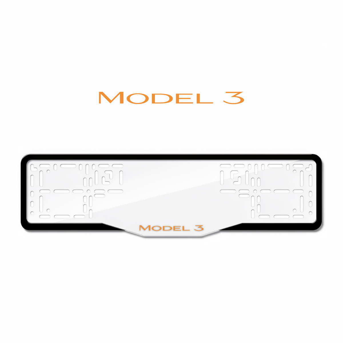 Cadres de plaque d'immatriculation Model 3 - Orange Hermès - GLASS