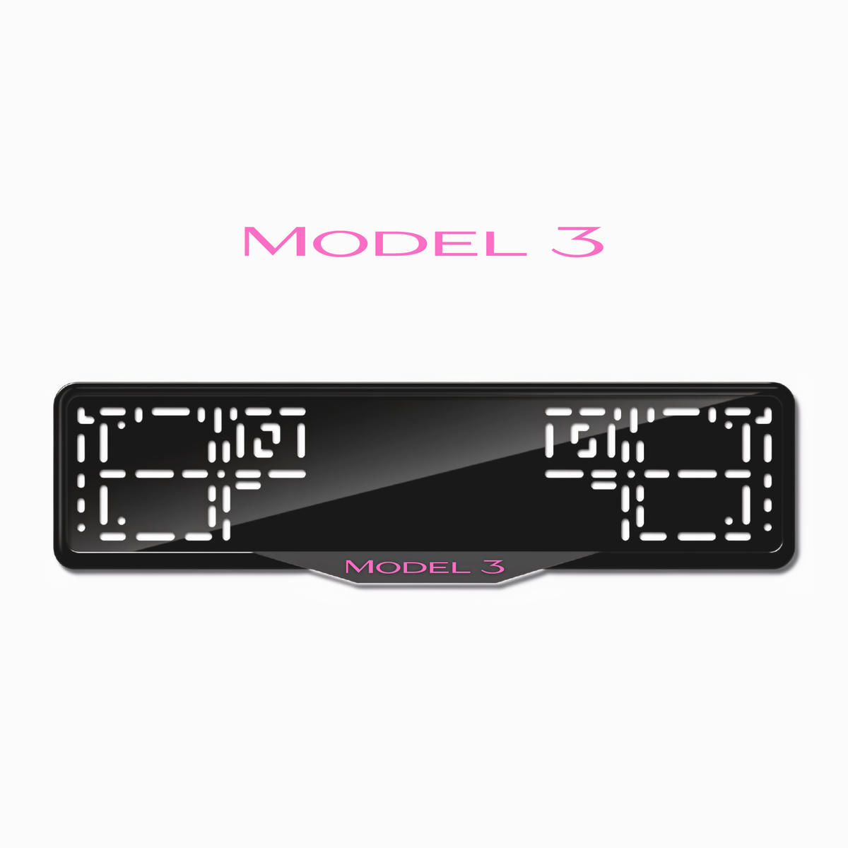 Cadres de plaque d'immatriculation Model 3 - Rose - SATIN