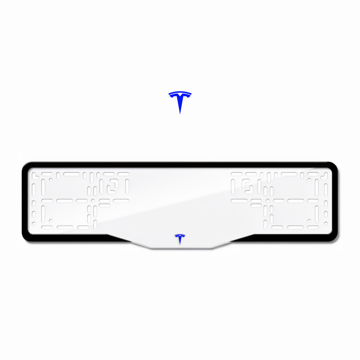 Cadres de plaque d'immatriculation Tesla Logo - Bleu - GLASS