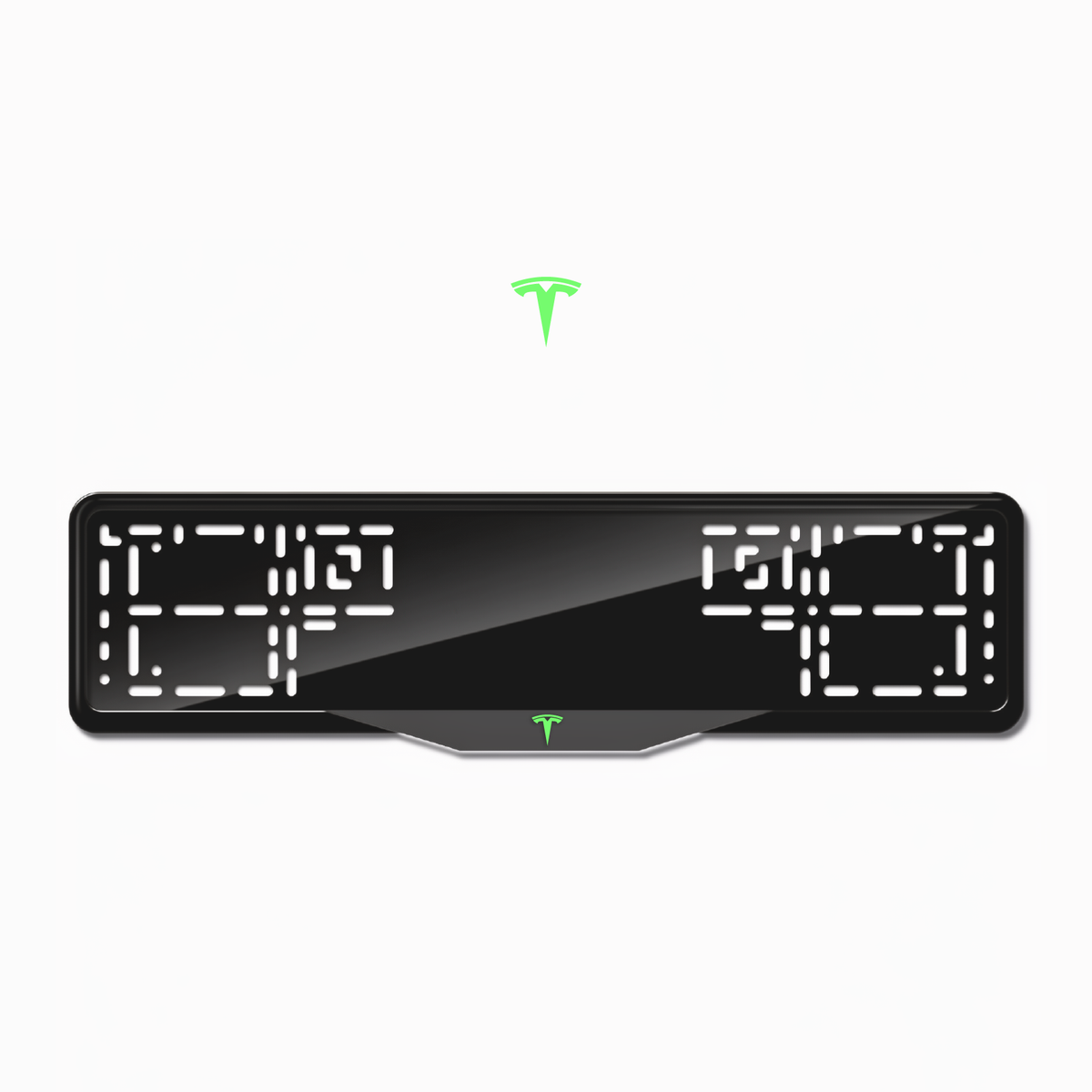 Cadres de plaque d'immatriculation Tesla Logo - Vert néon - SATIN