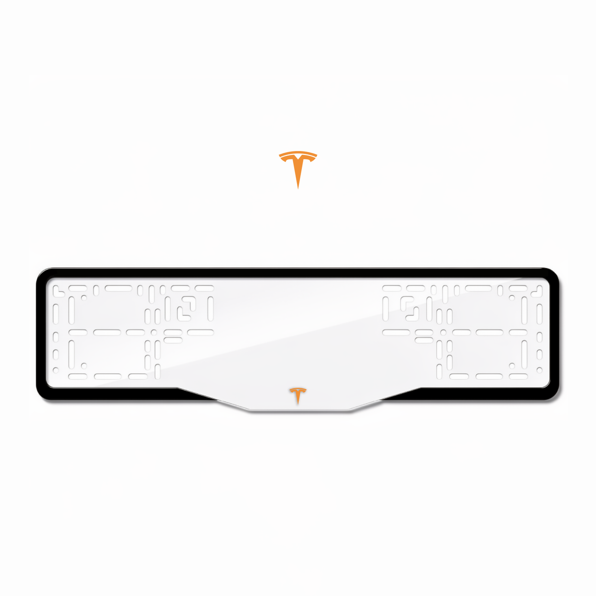 Cadres de plaque d'immatriculation Tesla Logo - Orange Hermès - GLASS