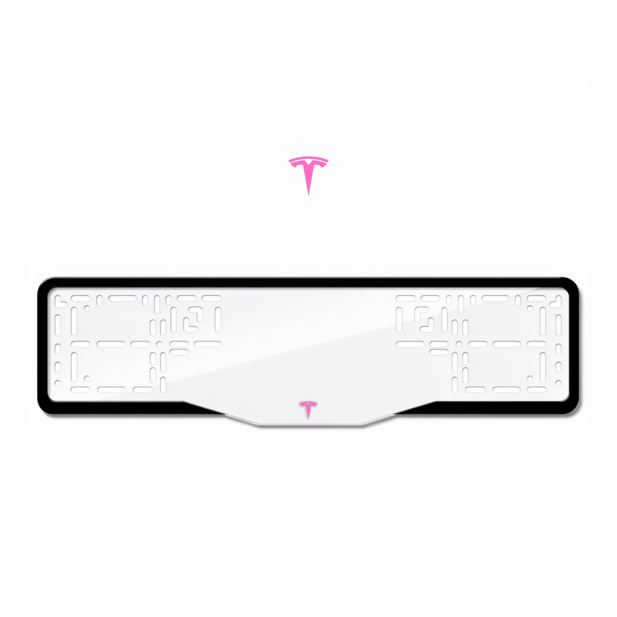 Cadres de plaque d'immatriculation Tesla Logo - Rose - GLASS