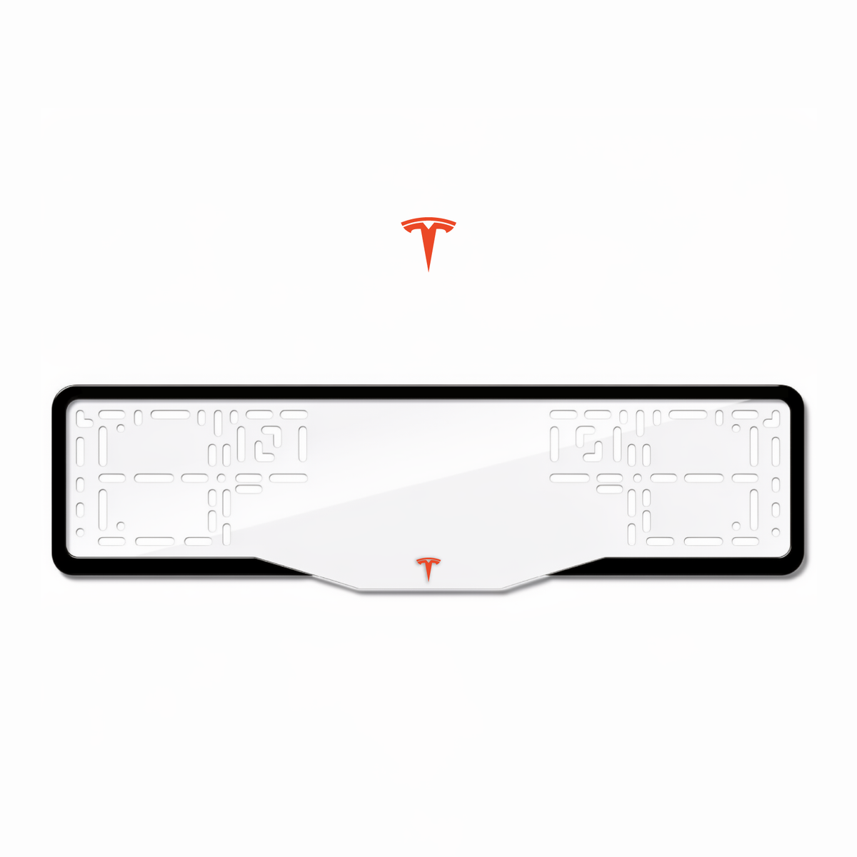 Cadres de plaque d'immatriculation Tesla Logo - Rouge - GLASS