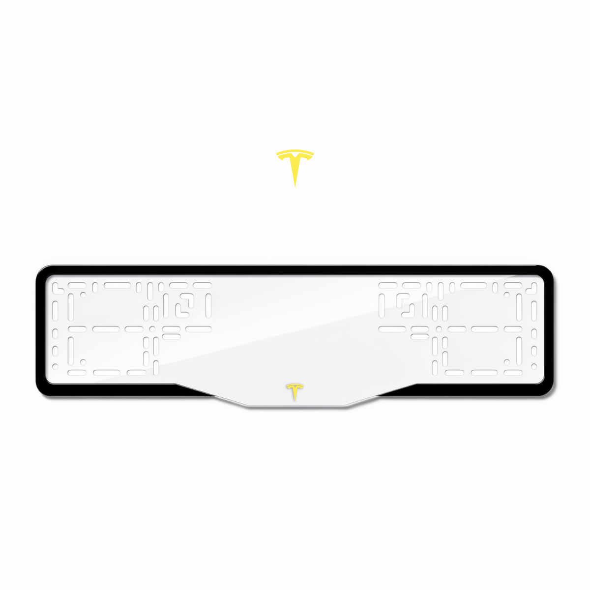 Cadres de plaque d'immatriculation Tesla Logo - Jaune - GLASS