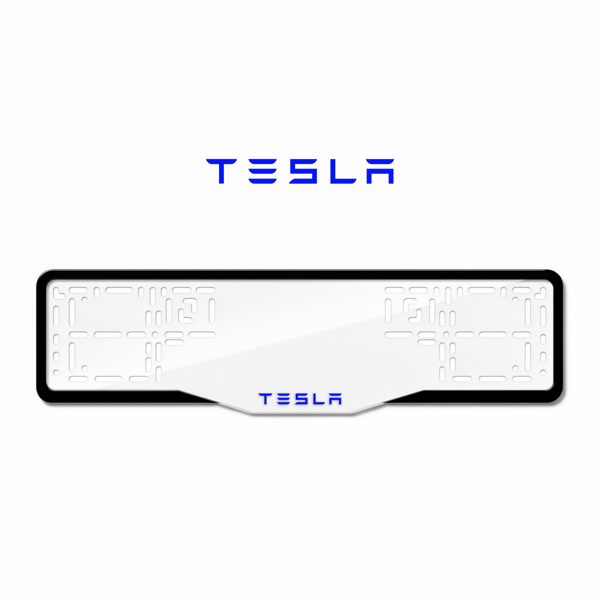 Cadres de plaque d'immatriculation Tesla - Bleu - GLASS