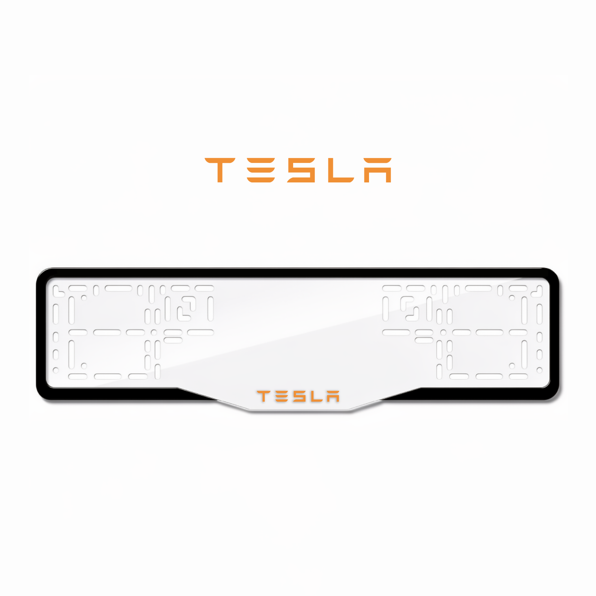 Cadres de plaque d'immatriculation Tesla - Orange Hermès - GLASS