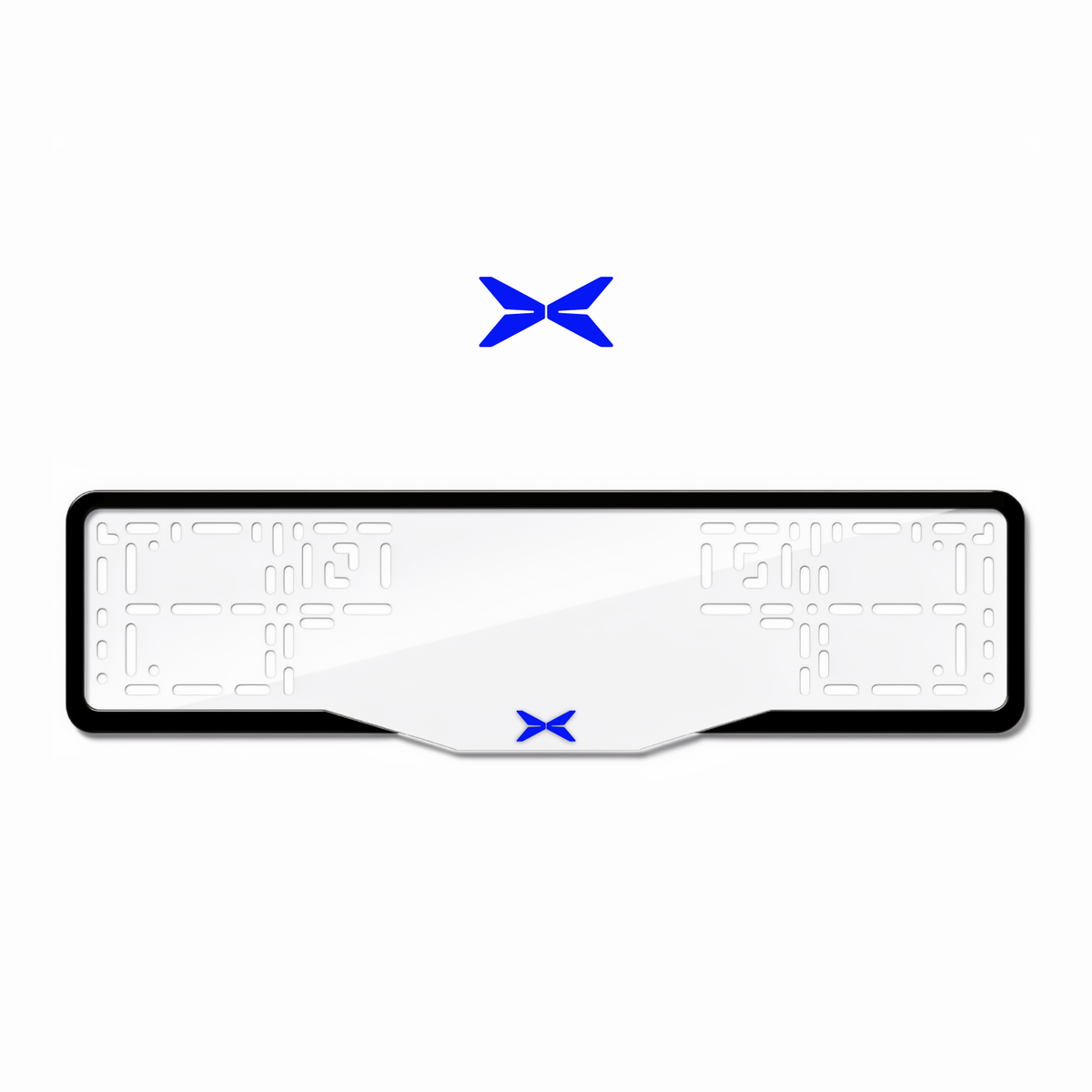 Cadres de plaque d'immatriculation X Logo - Bleu - GLASS