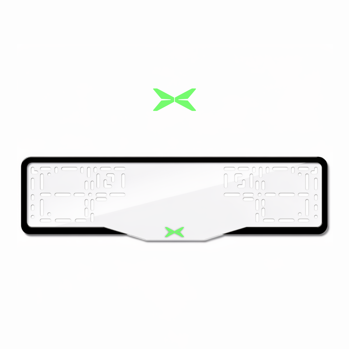 Cadres de plaque d'immatriculation X Logo - Vert néon - GLASS